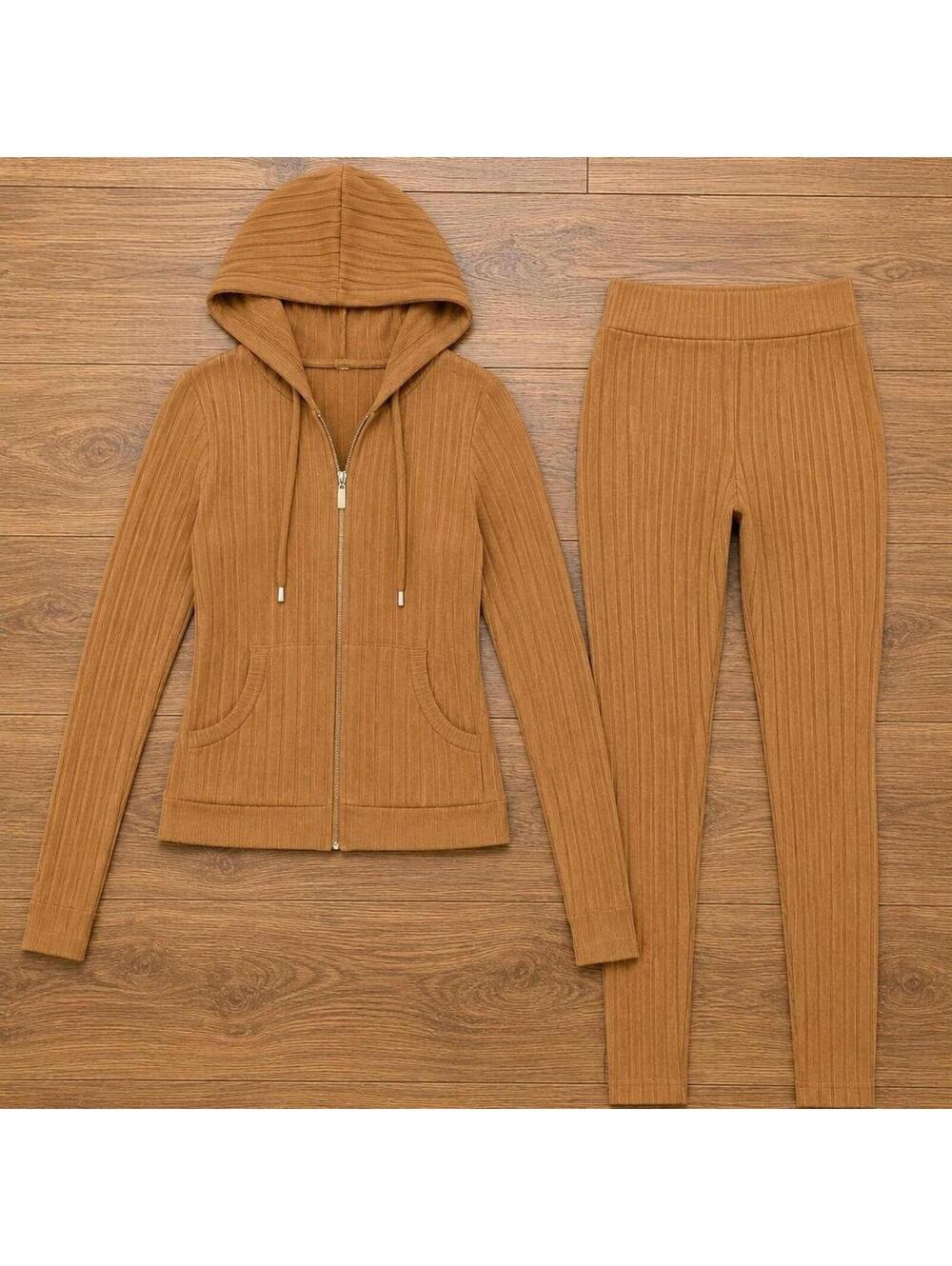 Caramel Hooded Two-Piece Set - ONE SIZE